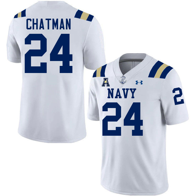 Navy Midshipmen #24 Brandon Chatman College Football Jerseys Stitched-White